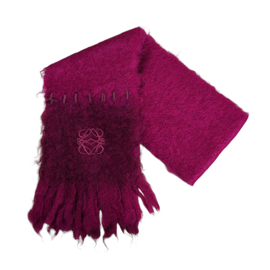 LOEWE Multi Anagram Embroidered Mohair Fringe Muffler