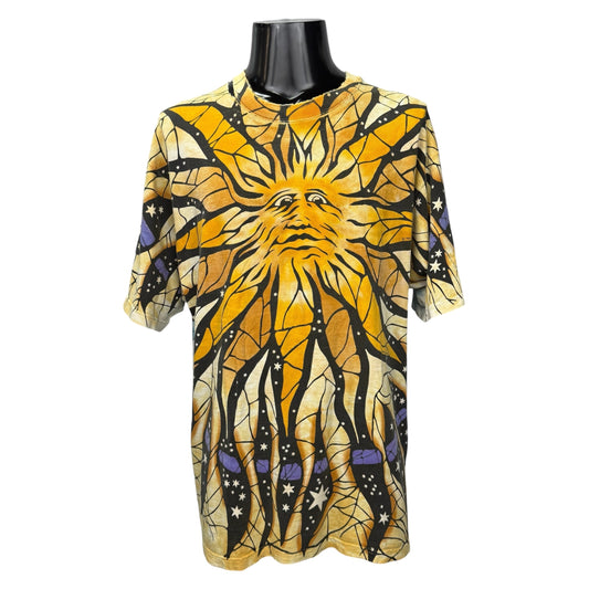 LIQUID BLUE 90s Pinkerton Sun Moon Print T-Shirt Size L