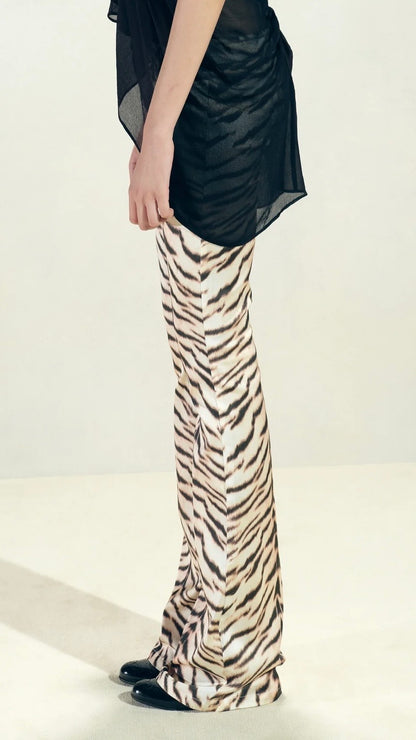 Room SERVICE Light Gold Tiger Print Pants Size S