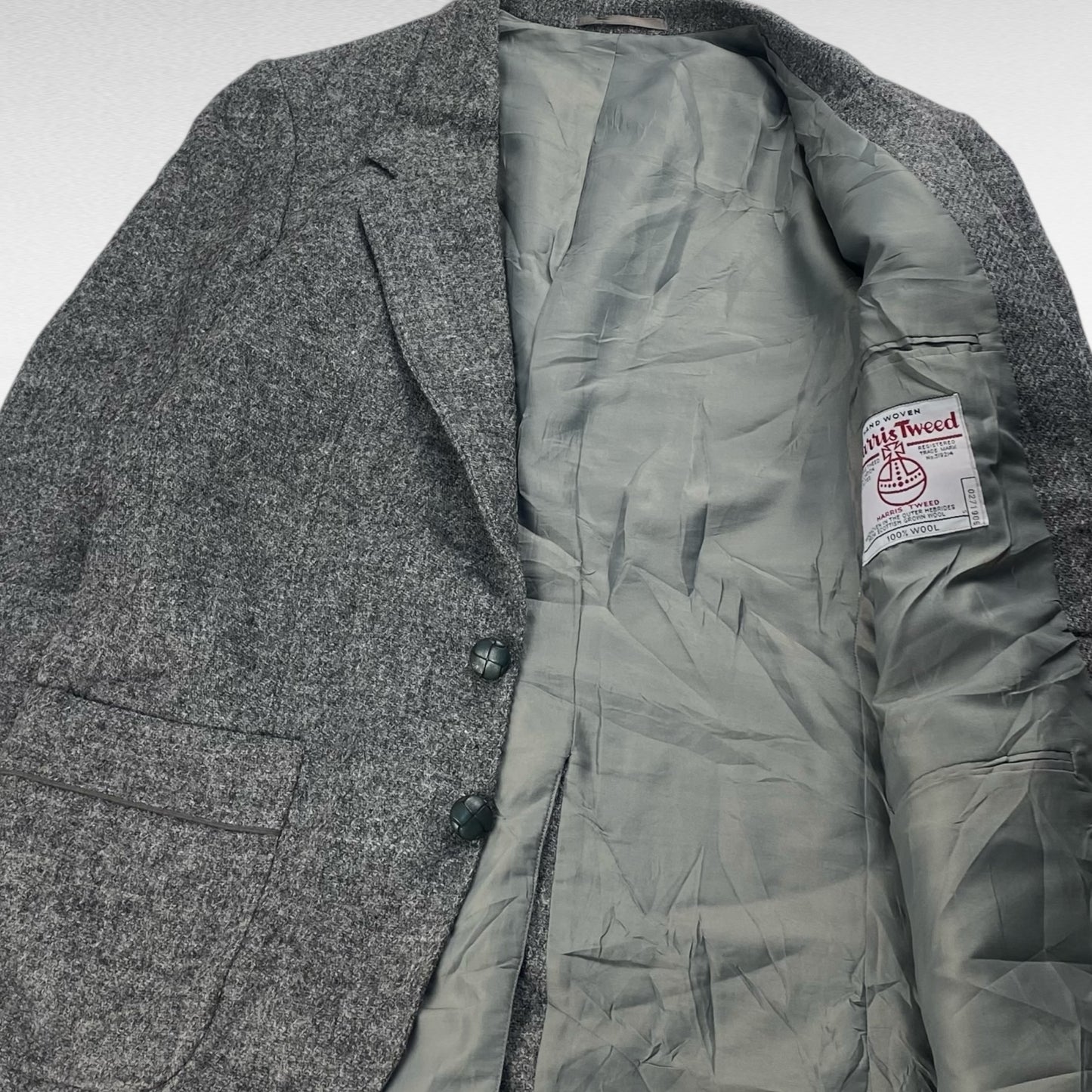 Harris Tweed Wool Tailored Jacket Gray Size M