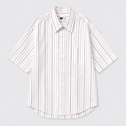 ISSEY MIYAKE Cotton Stripe S/S Shirt White
