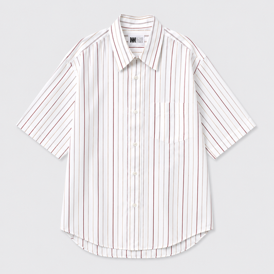 ISSEY MIYAKE Cotton Stripe S/S Shirt White