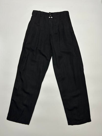 CLOSED M.F. Girbaud 80s Pleated Viscose Pants Black Size 46