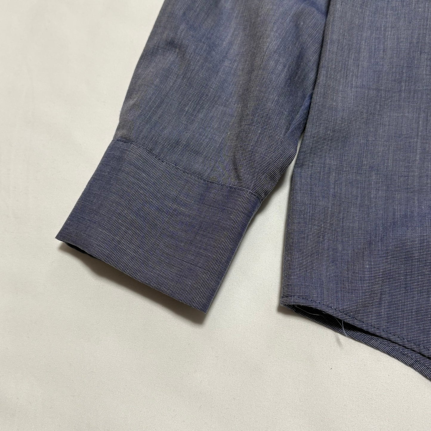 ISSEY MIYAKE Blue Cotton Chambray Band Collar Shirt Size L