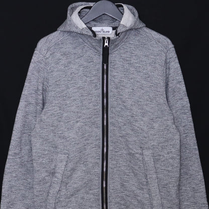 STONE ISLAND Logo Patch Zip Hoodie Gray Size M