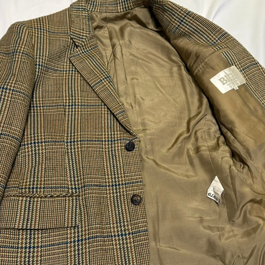 BIGI 80s/90s Brown Wool Houndstooth Tailored Jacket