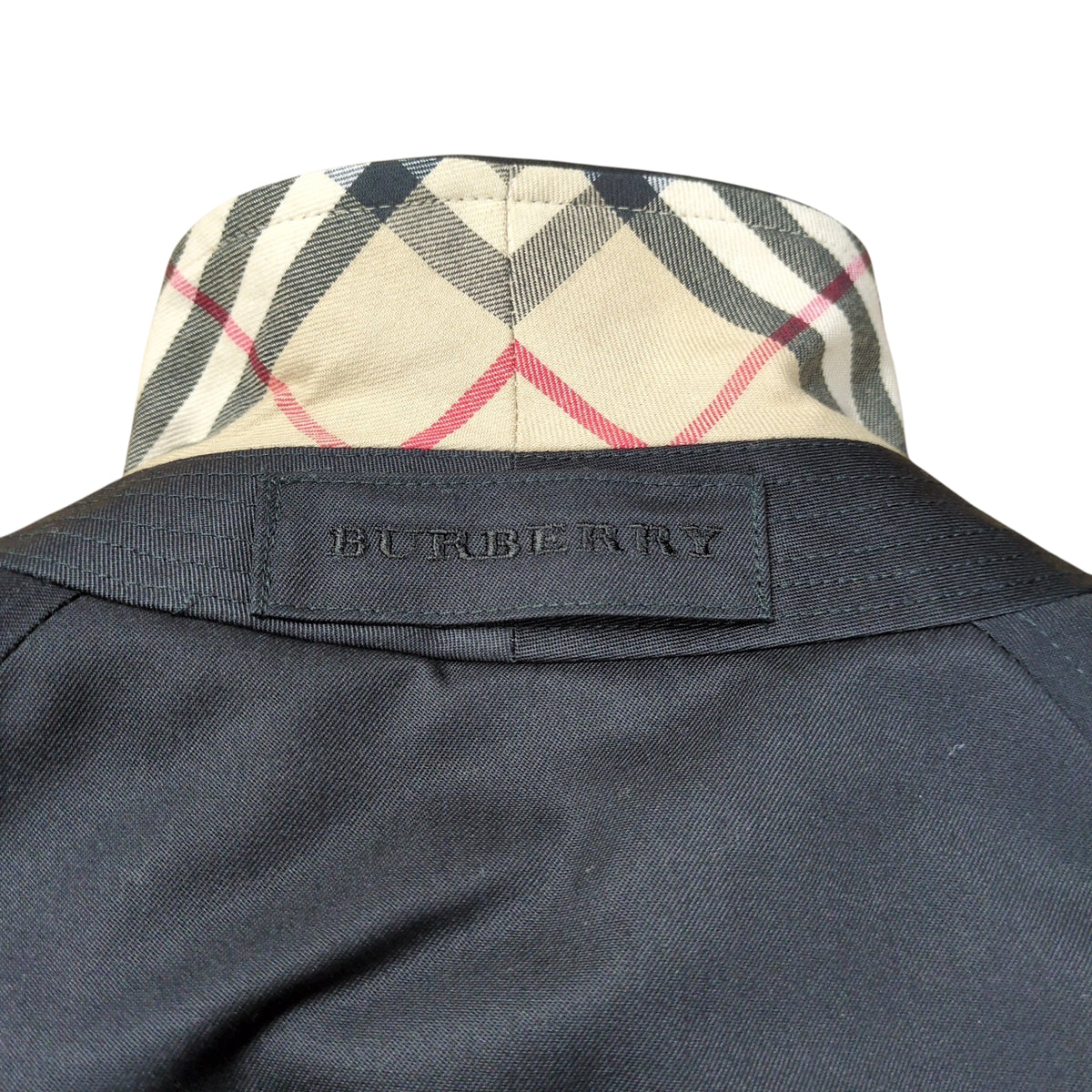 BURBERRY LONDON Black Burberry Check Balmacaan Coat