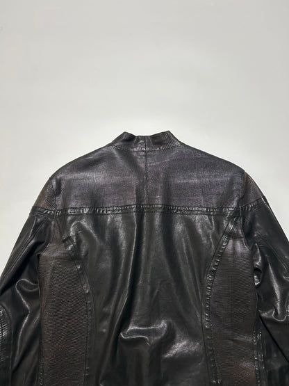 EMPORIO ARMANI AW05 Cracked Leather Jacket Black Size 48