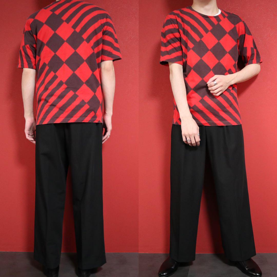 Issey Miyake Bleached Tie-dye Stripe Check T-Shirt Size 2