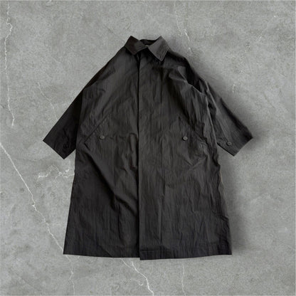WINDCOAT 90s-00s Black Cotton/Nylon Overcoat Size L