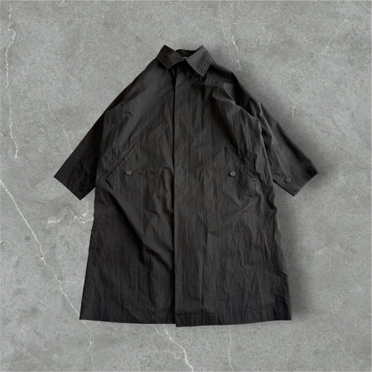 WINDCOAT 90s-00s Black Cotton/Nylon Overcoat Size L