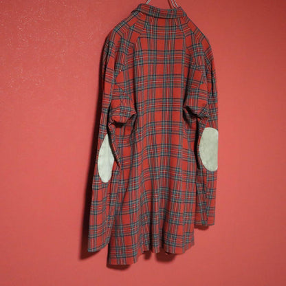 Yohji Yamamoto Red 90s Tartan Check Patch Coat Size FREE