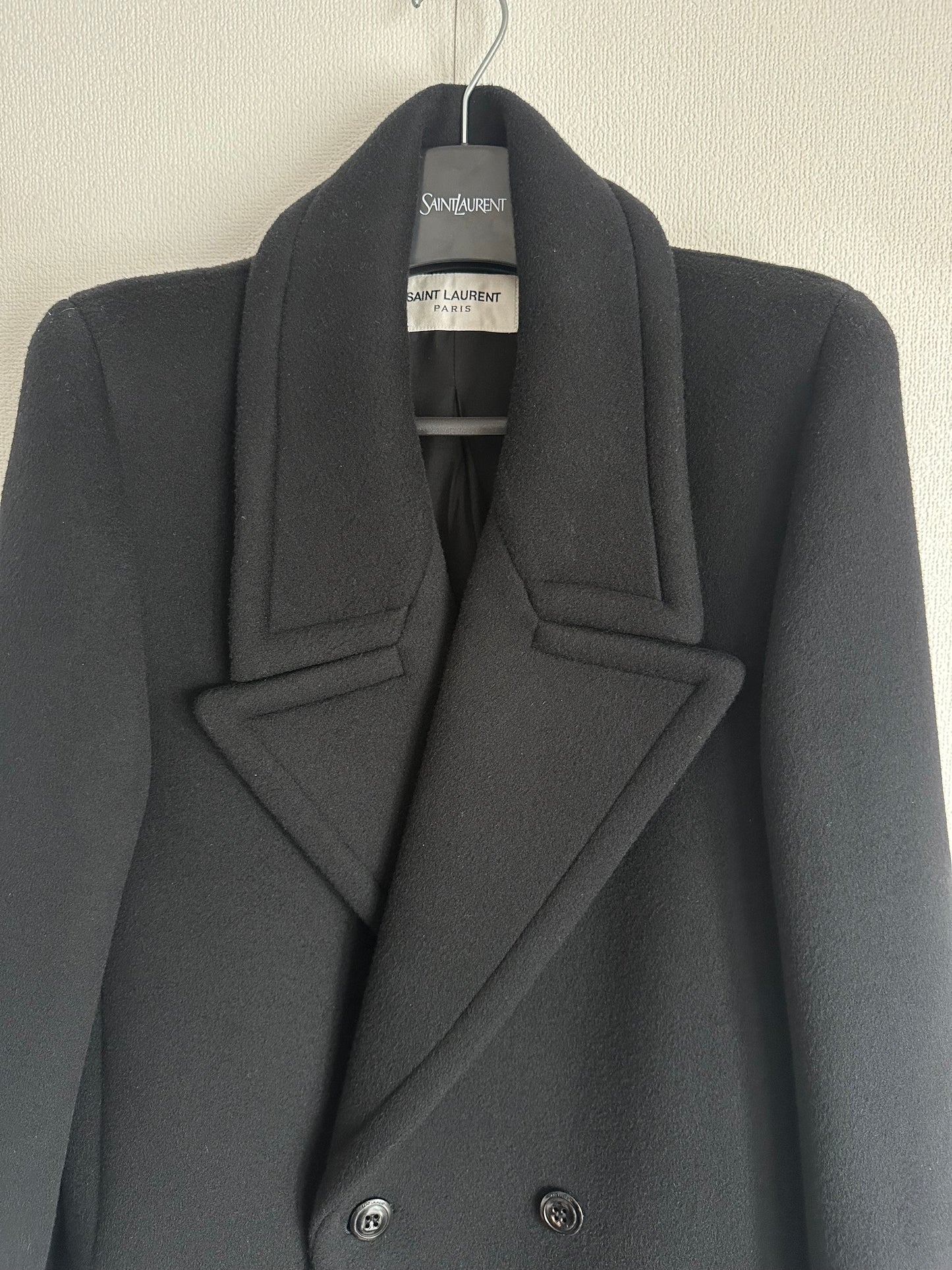 Vintage Saint Laurent AW23 Wool Maxi Coat Black Size S