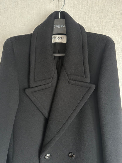 Vintage Saint Laurent AW23 Wool Maxi Coat Black Size S