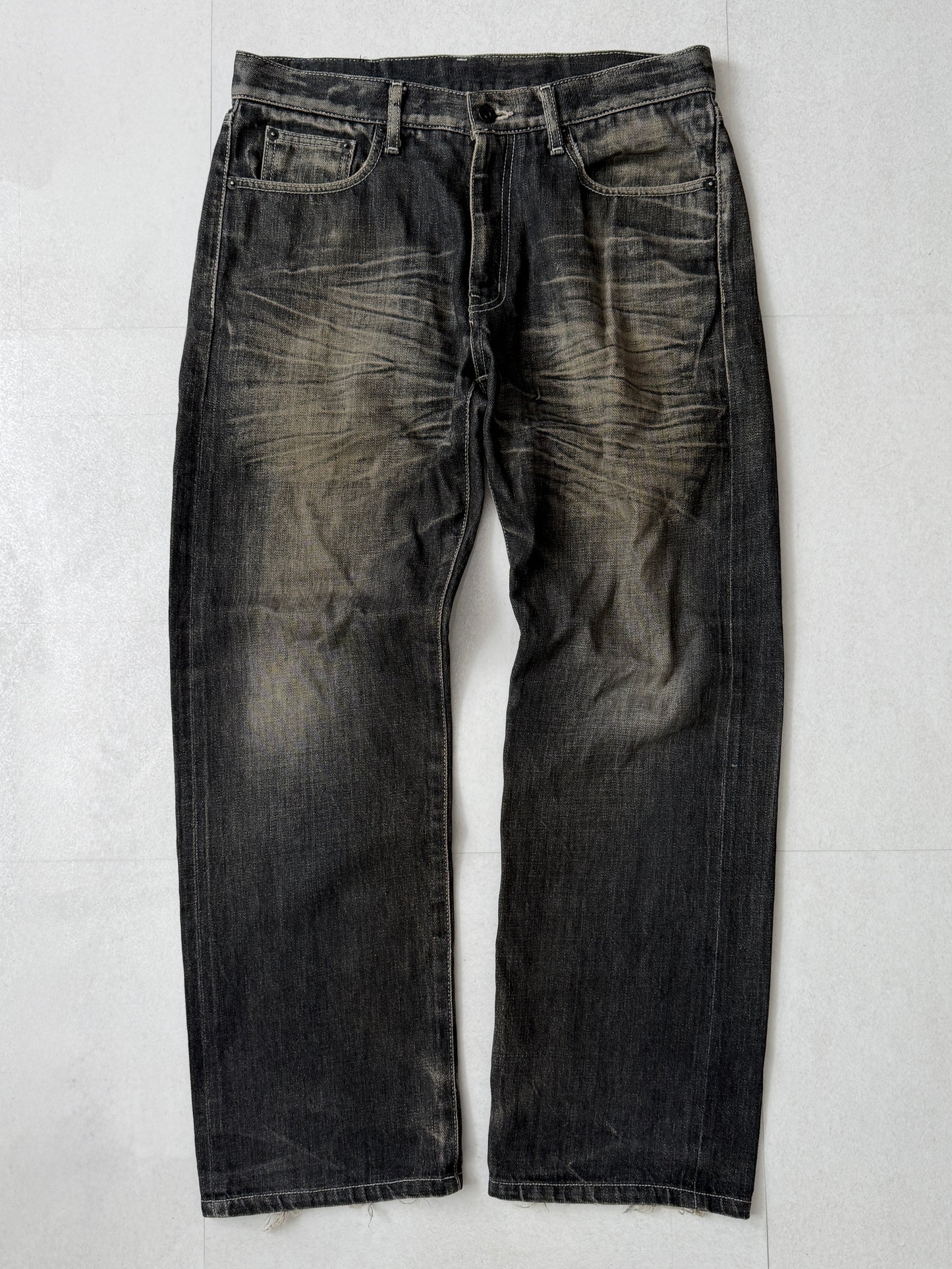 Neighborhood Damaged Black Jeans Size M