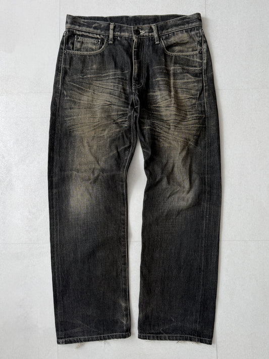 Neighborhood Damaged Black Jeans Size M