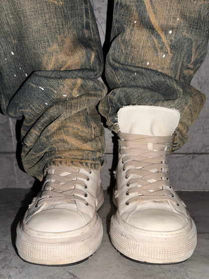 Dsquared2 Beige Distressed Sneakers Size EU 42