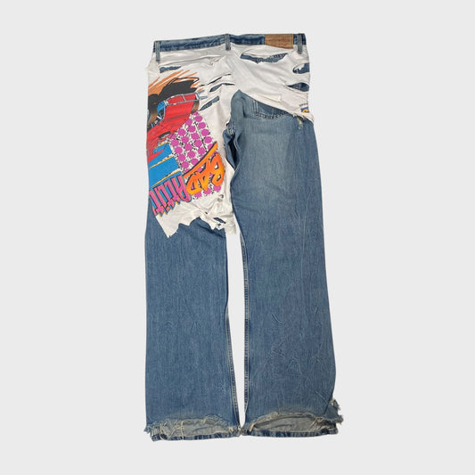 vintage T- shirt x Levi's 00s Remake Distressed Denim Jeans Size W34×L34