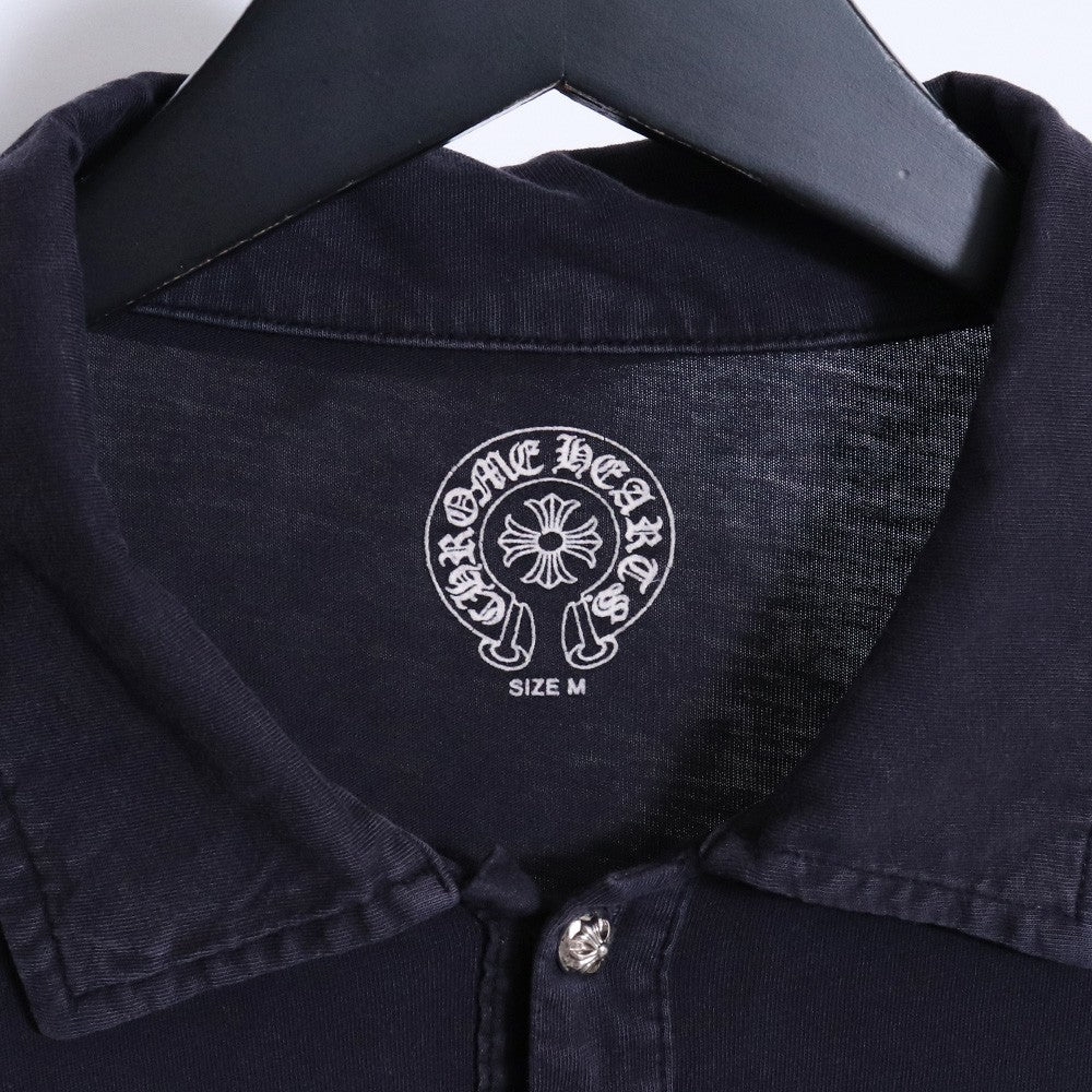 CHROME HEARTS OLD Cross Ball Horseshoe Polo Black Shirt Size M