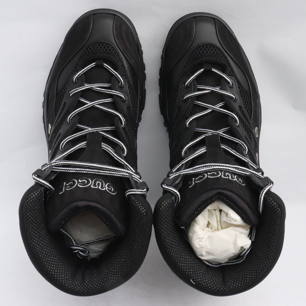 GUCCI Mesh Panelled Lace-up Boots Black Size 8 1/2