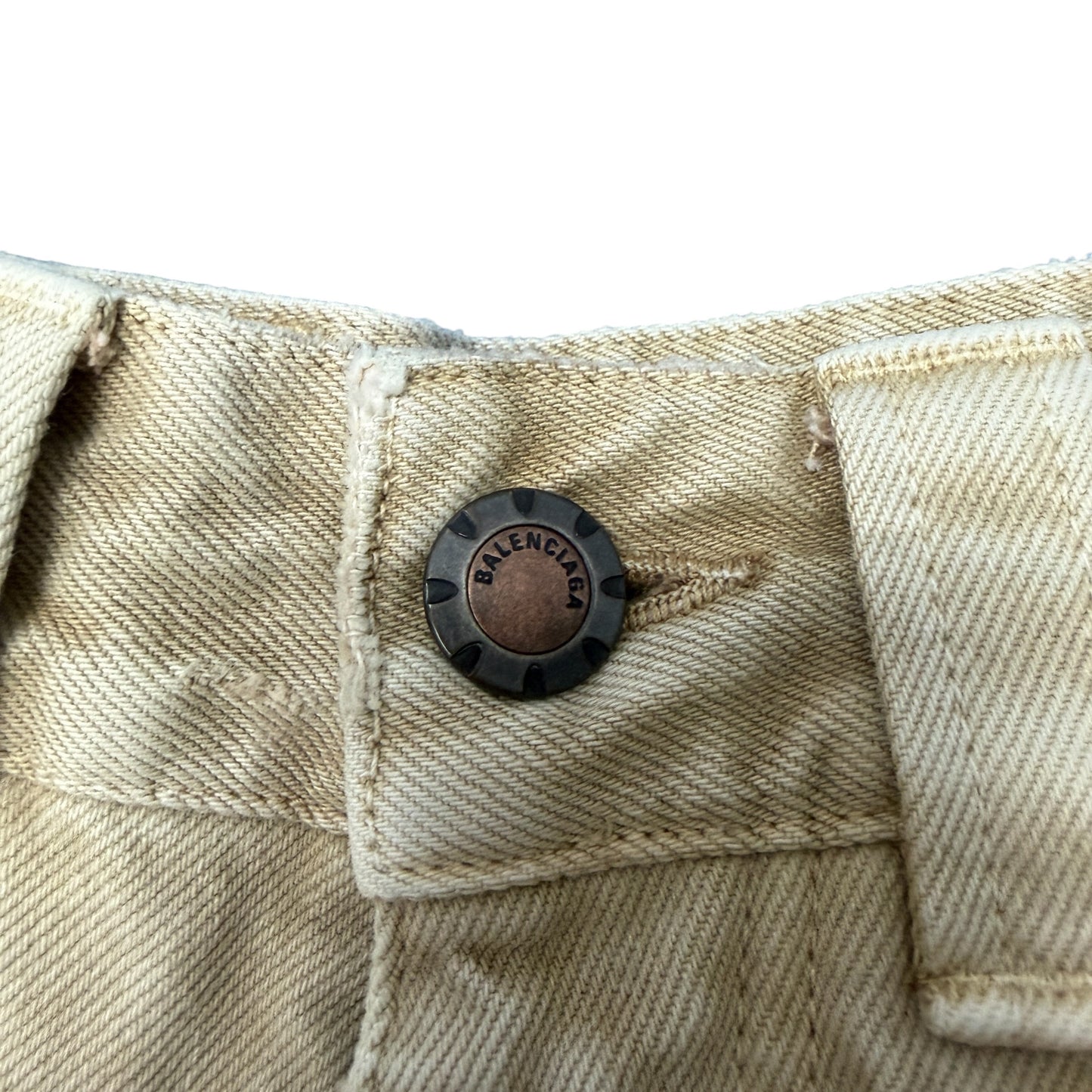 BALENCIAGA Washed Beige Double Knee Baggy Pants Size XS