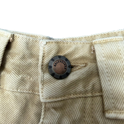 BALENCIAGA Washed Beige Double Knee Baggy Pants Size XS