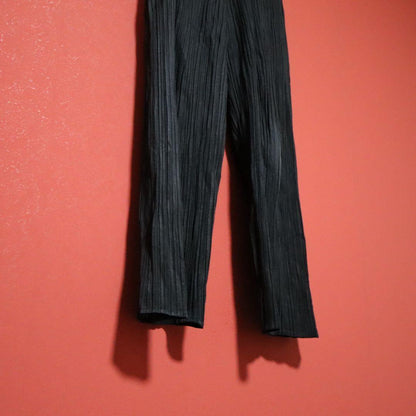 PLEATS PLEASE 00AW Black Pleated Straight Easy Pants Size 2