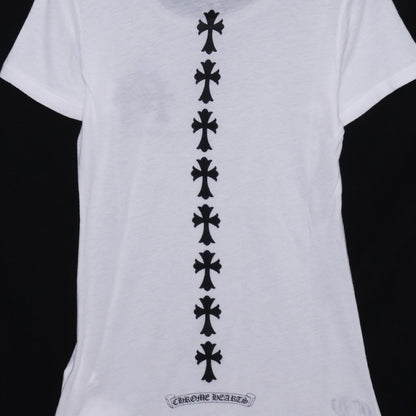 CHROME HEARTS Old Cemetery Cross Print T-Shirt White Size S