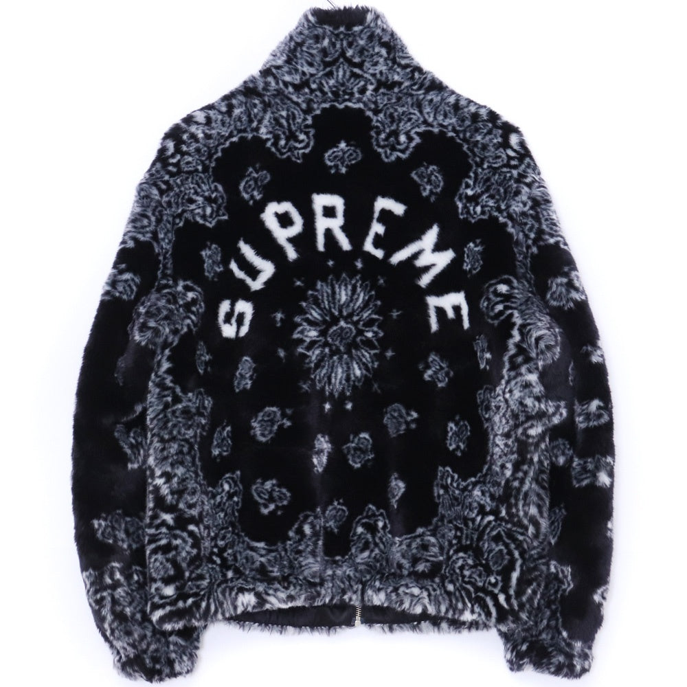 SUPREME 21SS Bandana Faux Fur Bomber Jacket Black Size M