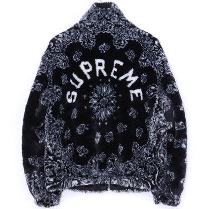 SUPREME 21SS Bandana Faux Fur Bomber Jacket Black Size M