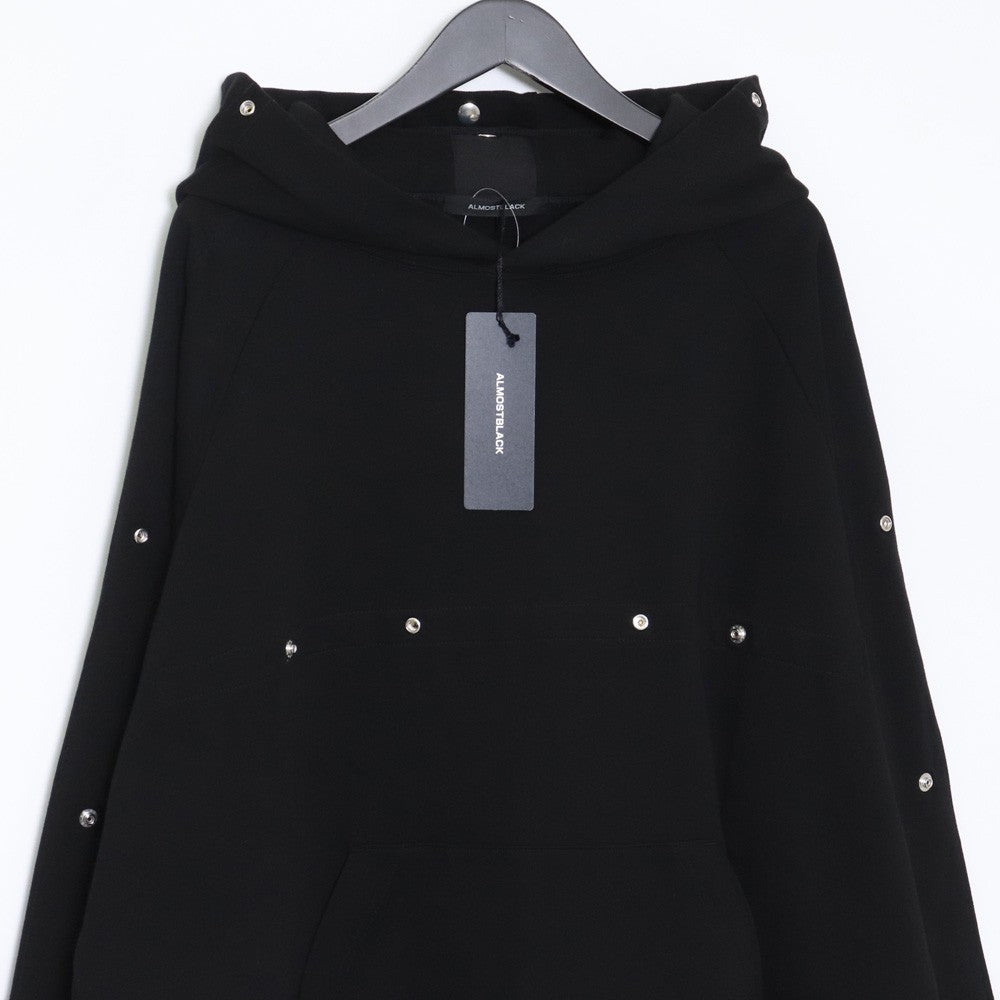 ALMOSTBLACK Dot Button Adjustment Sweat Hoodie Black Size 3