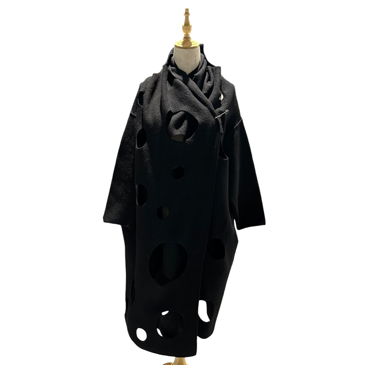 COMME des GARCONS 02SS Cut-Out Wool Cape Black Jacket Size FREE