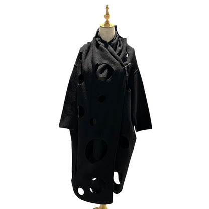COMME des GARCONS 02SS Cut-Out Wool Cape Black Jacket Size FREE
