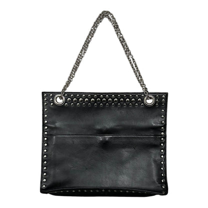 Y's Leather Stud Double-Chain Shoulder Bag