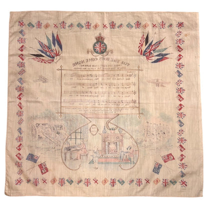 VINTAGE 1910s WW1 Allied Wars Printed Bandana Beige