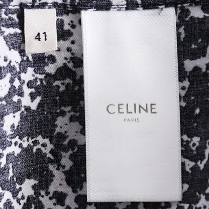 CELINE 19AW Splatter Print Viscose Shirt Black Size 42