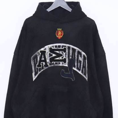 BALENCIAGA SKATER HOODIE Distressed Patch Black Size 2