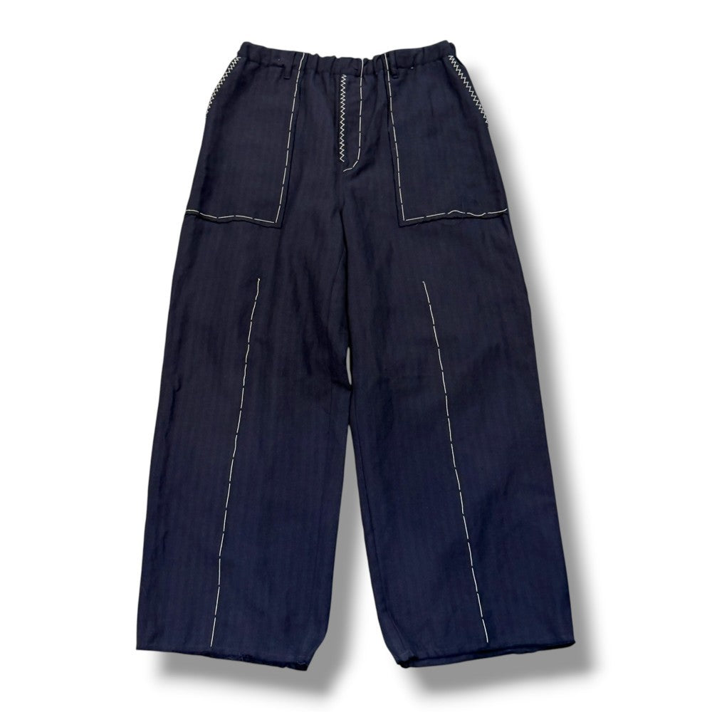 UBUNTU 26SS Langer Wool Stitch Wide Pants Navy Free Size