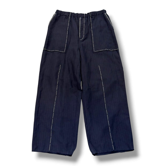 UBUNTU 26SS Langer Wool Stitch Wide Pants Navy Free Size