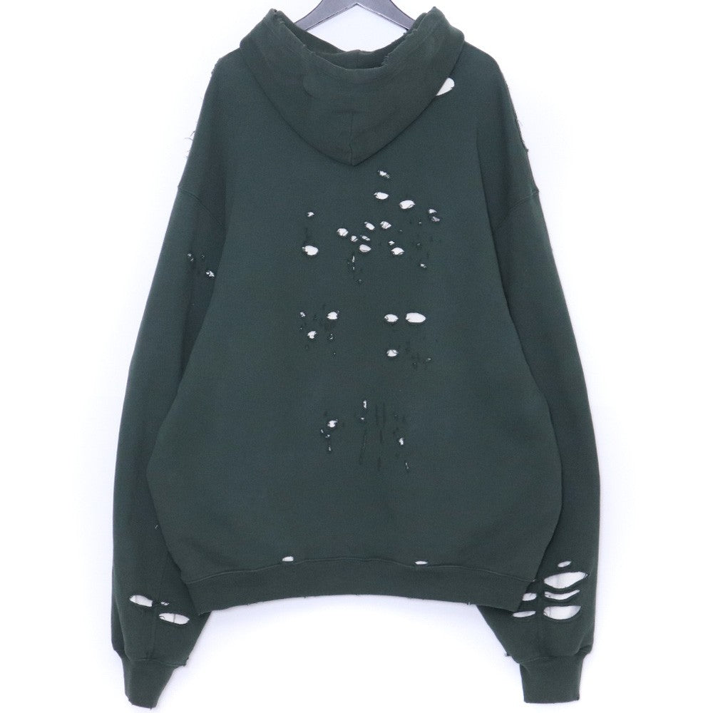 BALENCIAGA 21SS Caps Destroyed Hoodie Green Size M