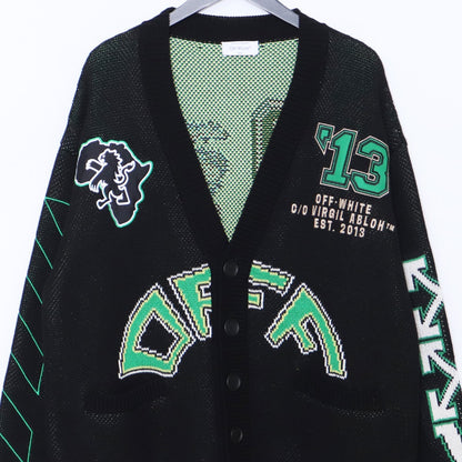 OFF-WHITE BLACK CROCODILE VARSITY Patch Cardigan Size XS