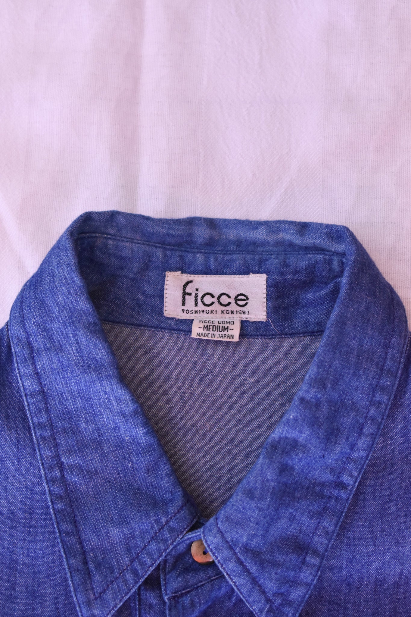 Vintage Ficce uomo Gold Bullion Denim Shirt Size M