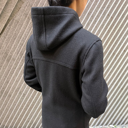 VAN Black Hooded 100% Wool Duffle Coat