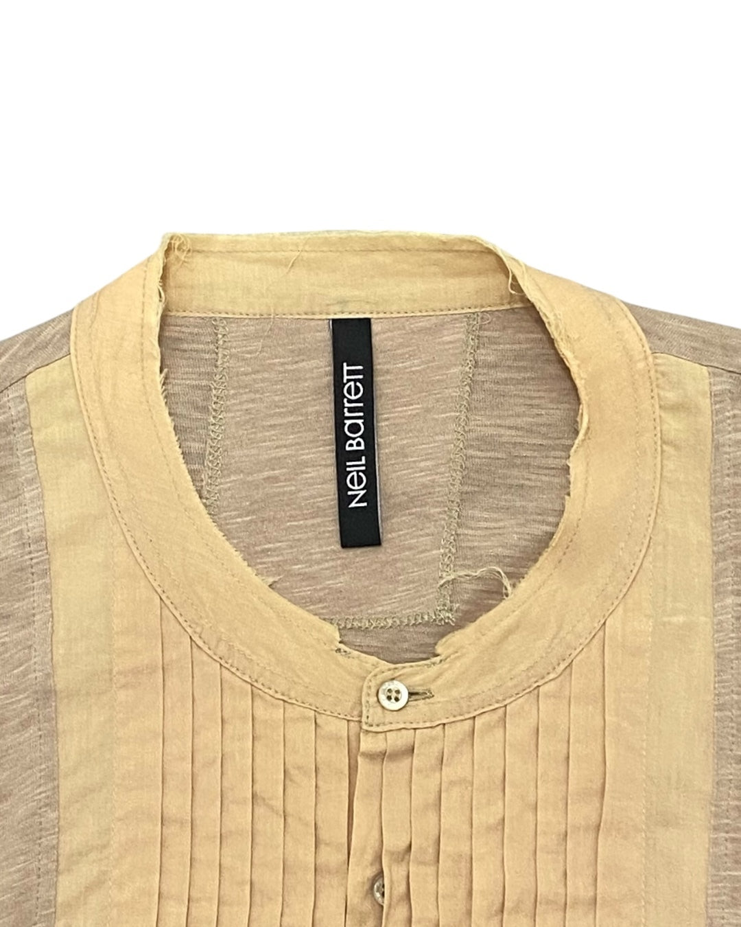 Neil Barrett Pleated Tuxedo Bib Shirt Beige