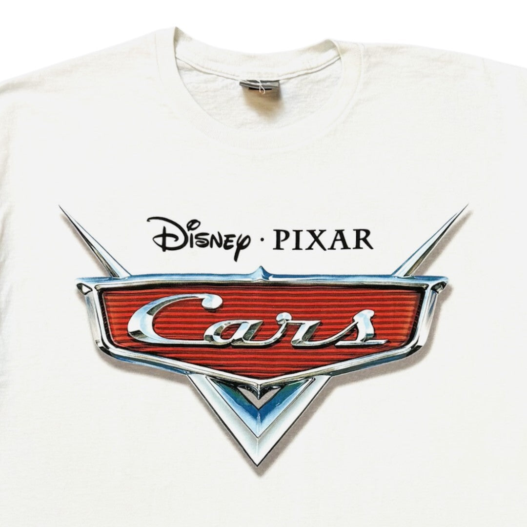 Disney Pixar CARS Movie Logo White T-Shirt Size L