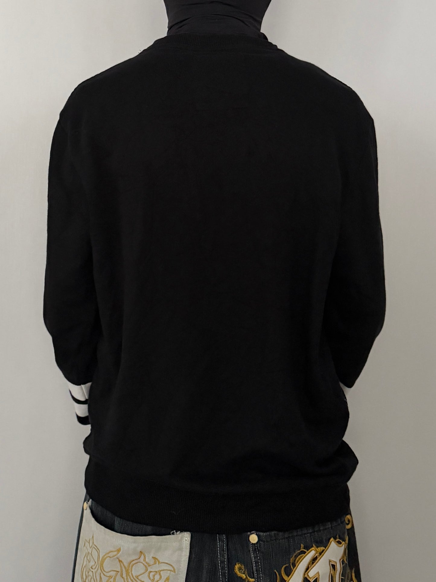 Vintage Black Mesh Cotton Blend Sleeve Shirt Size M