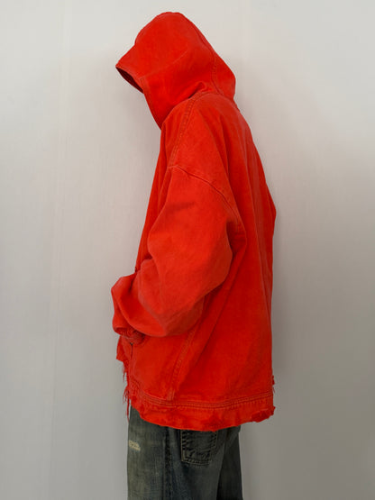 424 Red Damaged Zip Hoodie Size L