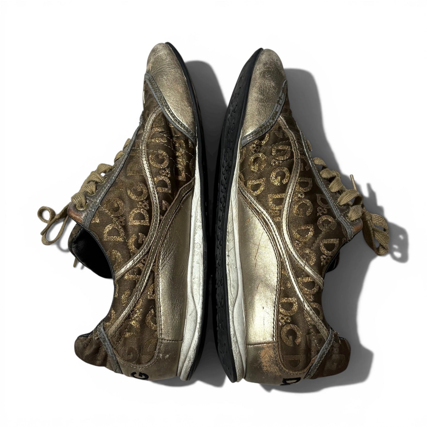 Vintage 00s Dolce&Gabbana SWAN Gold Sneakers