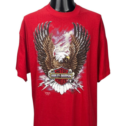HARLEY-DAVIDSON 80s 3D Emblem Eagle T-Shirt Red Size XL