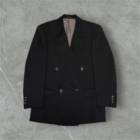 JUN MEN 80s/90s Black Wool Gabardine Tailored Jacket Size M